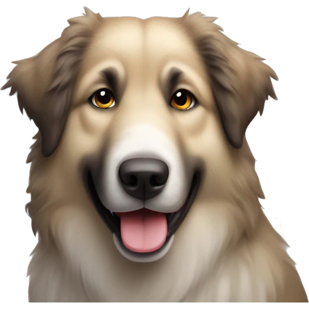 Caucasian Shepherd Dog smiling with tongue out emoji