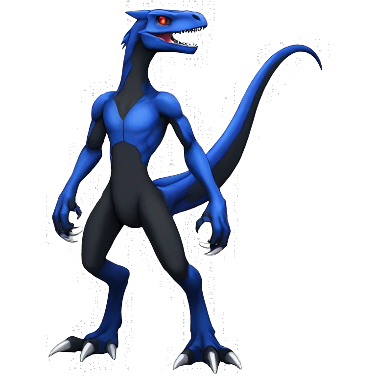  Cool Edgy Black Blue Digimon-Fakemon-Guilmon-Velociraptor-Dragon full body emoji
