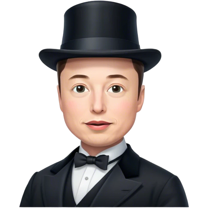 elon musk wearing a tophat emoji