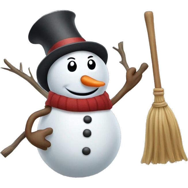 A snowman riding a broom  emoji