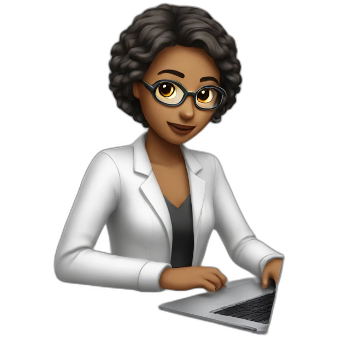programmer girl beautiful work with MacBook emoji