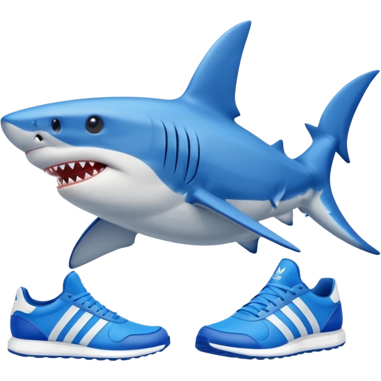 Morski pes z modrimi Adidas čevlji emoji
