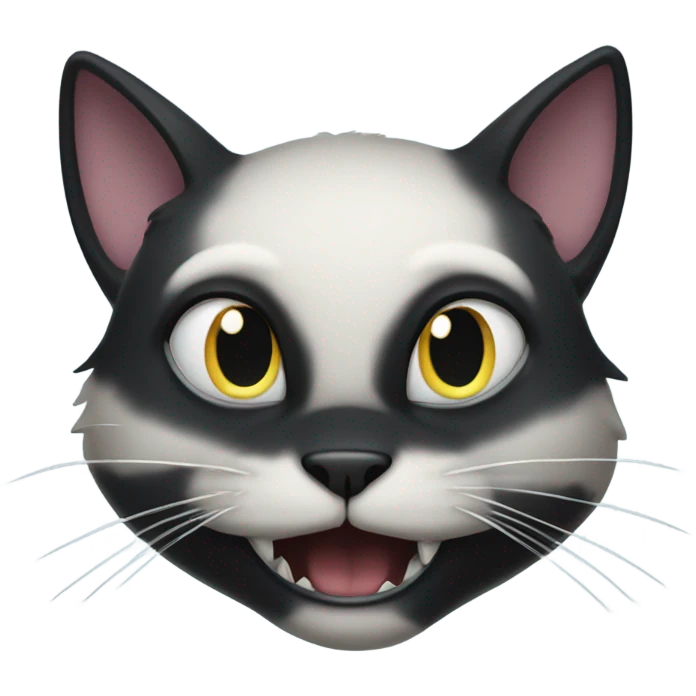 Black cat cloudy eyes big fangs stinky emoji