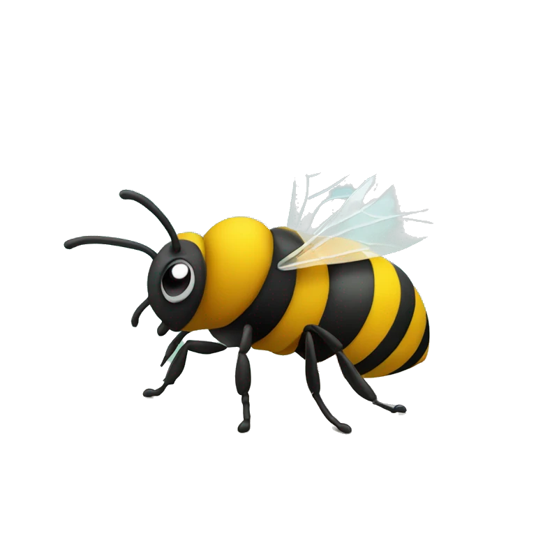 A bee next to the sea emoji