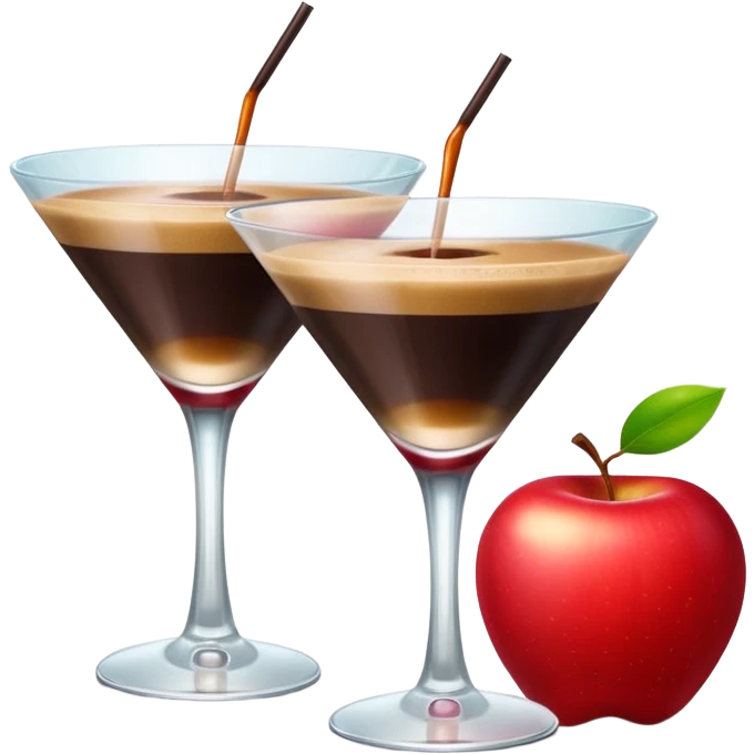 The apple heart eye emoji except the emoji has espresso martinis for eyes emoji