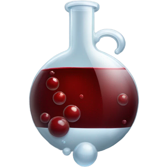 A chemical flask with blood inside and bubbles emoji