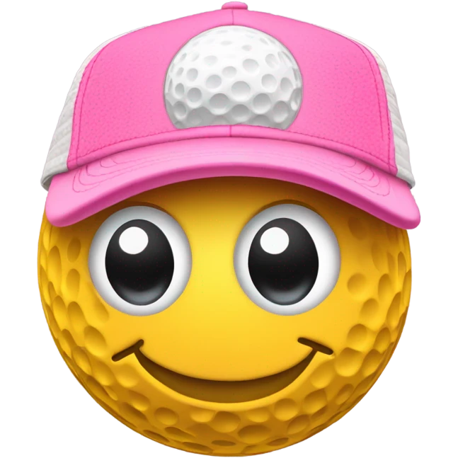 Golf ball with pink trucker hat and winky face emoji