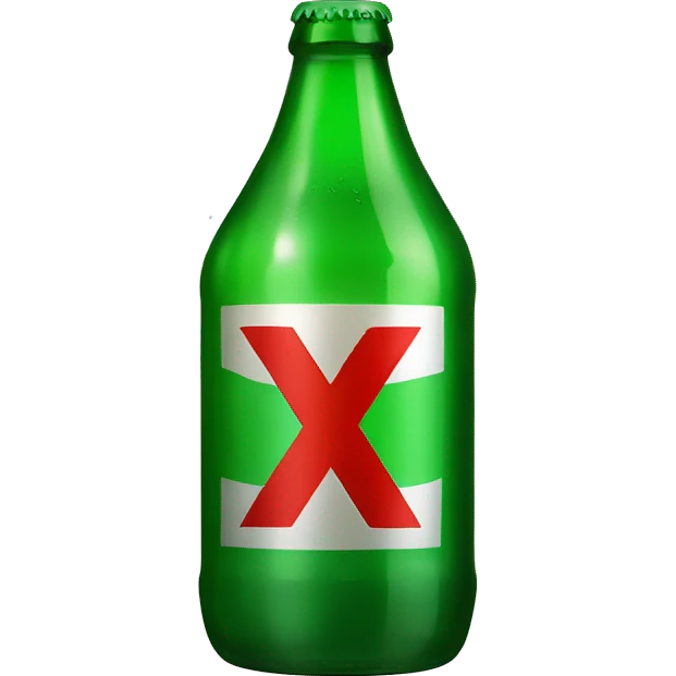 beer bottle green with 2 Red X's on front emoji