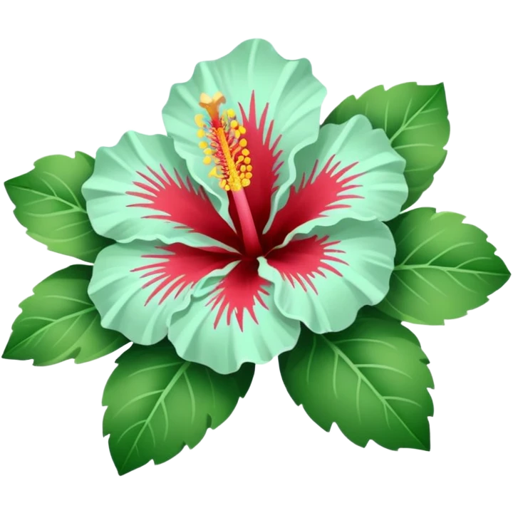 Hibiscus flower light mint and white emoji