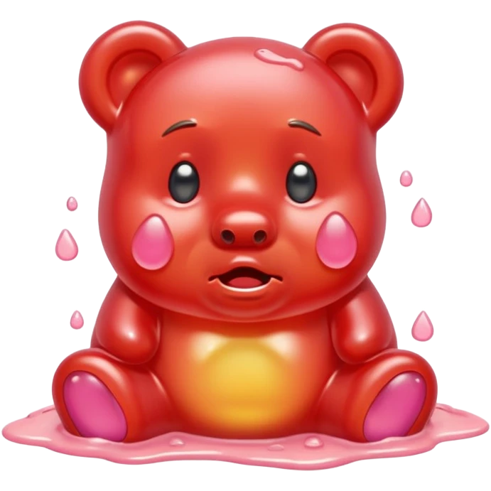 Crying blush Gummy bear melting into ground emoji