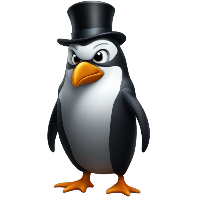 Angry old penguin in top hat emoji