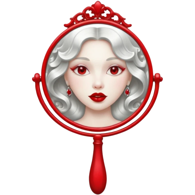 hand mirror, polished silver chrome, erotic vanity aesthetic emoji
