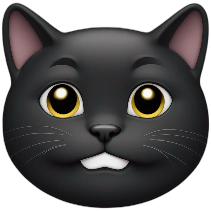 Fat black cat with chubby cheeks and white smiling eyes emoji
