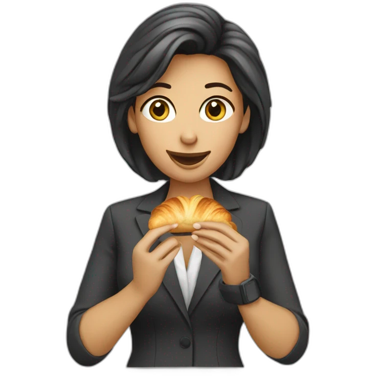female manager eating croissant emoji