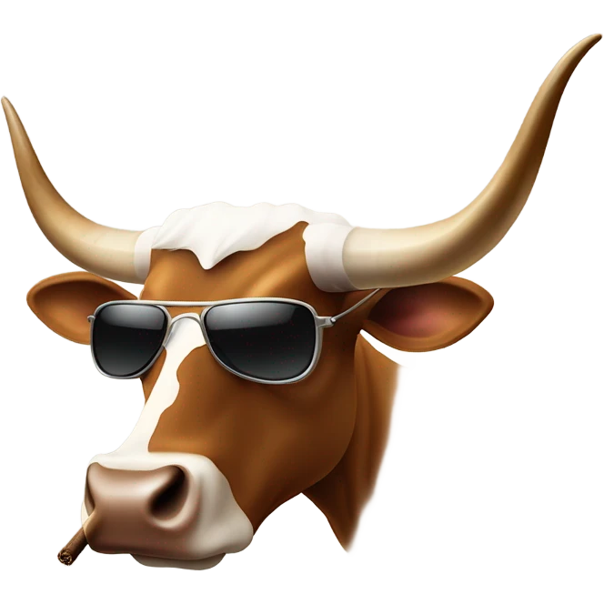 Longhorn bull￼￼ with smoking nostrils, sunglasses, and a cigar emoji
