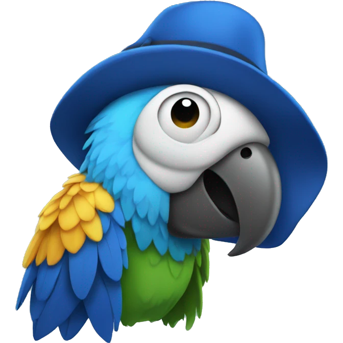 A supposed looking parrot with blue hat emoji