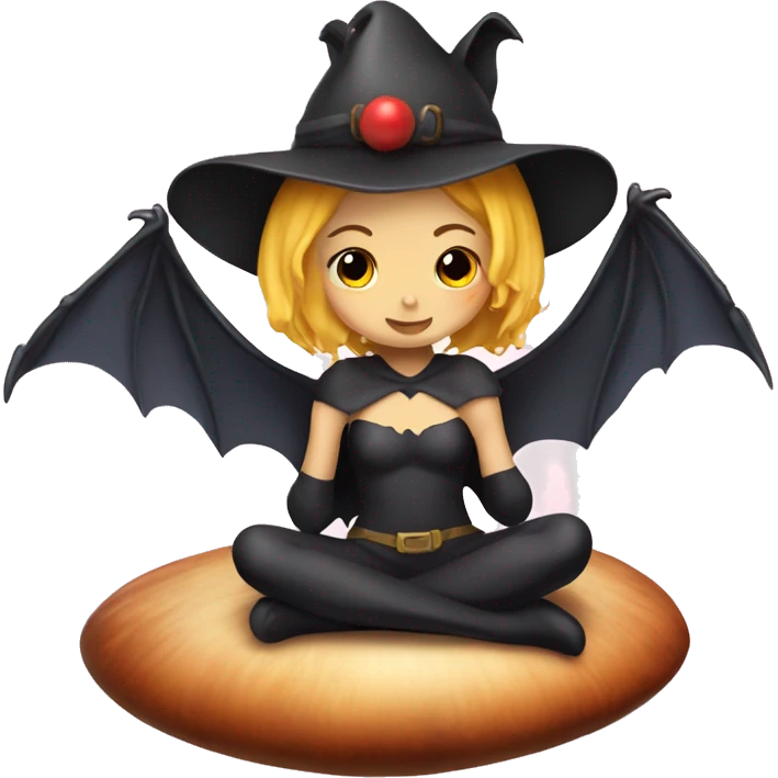 bat girl sitting on a mushroom emoji