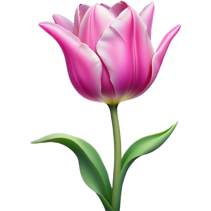 Cinematic Realistic Tulip Emoji, Elegant and simple, with soft, smooth petals in shades of pink and purple, gently curved and reaching upward. The slender green stem contrasts against the delicate bloom, while surrounding greenery adds a peaceful touch. Soft glowing outline, capturing the essence of springtime beauty and grace in a delicate tulip. emoji