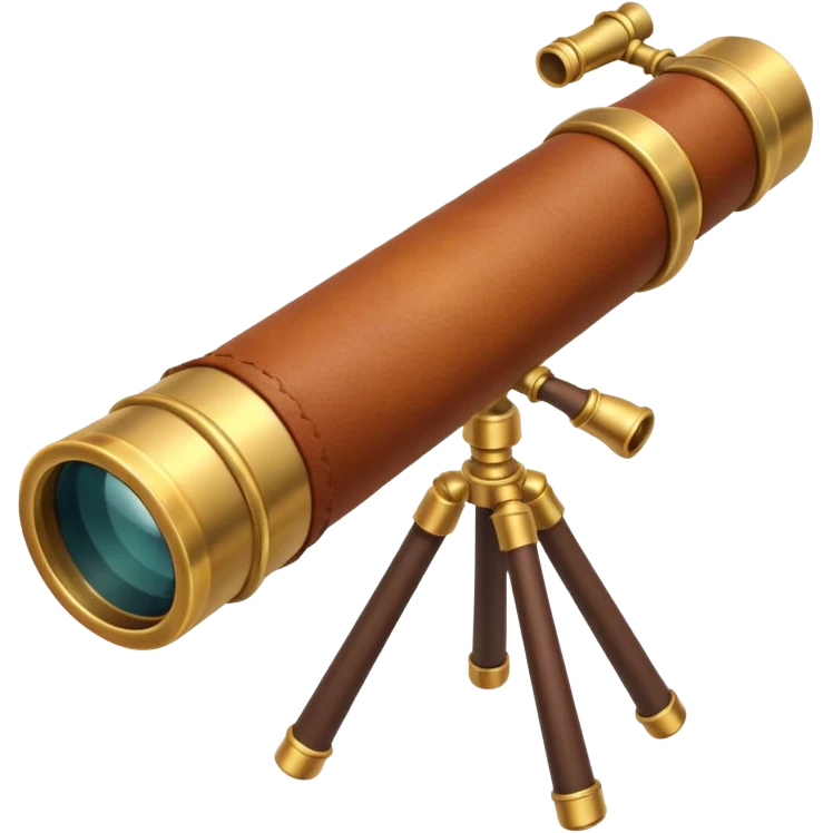 pirate spyglass object icon, brass telescope, leather grip, 3D cartoon, mobile game icon style, centered, clean background, no text, no watermark
 emoji