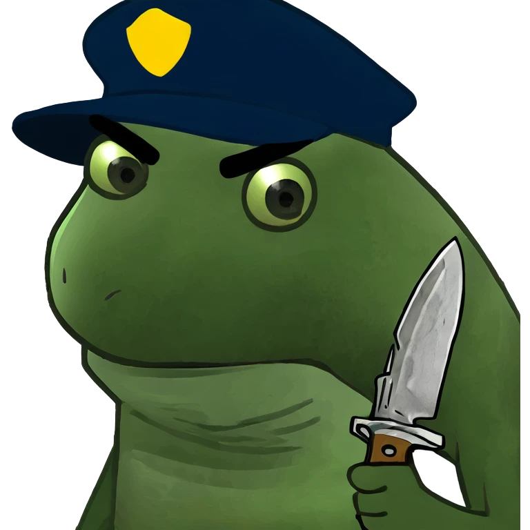 Man with a machete and big eyes emoji