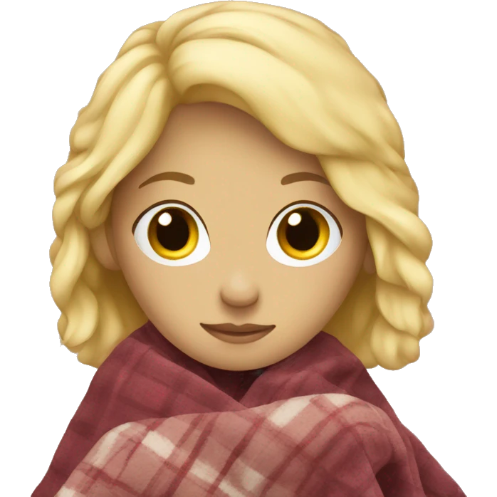 blond girl with blanket emoji