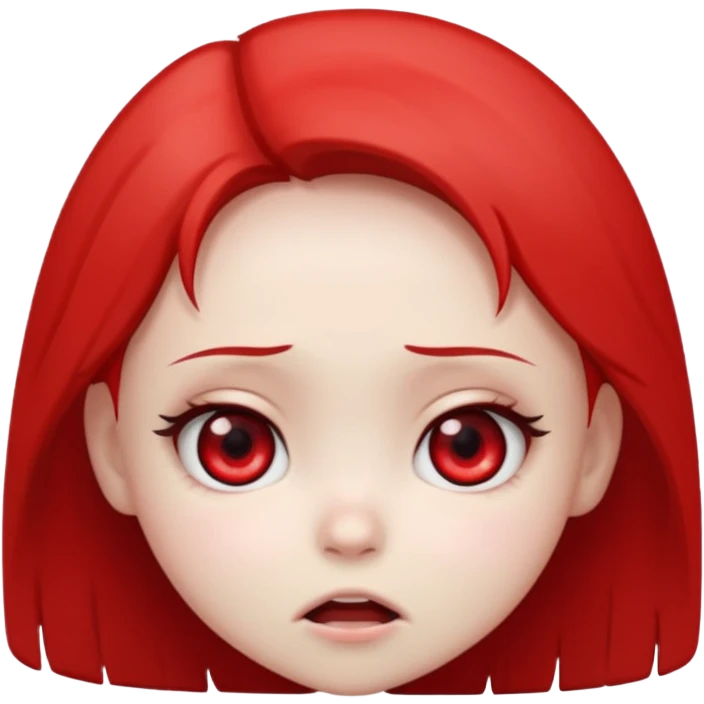 Cartoon Vampire chibi girl, red eyes, a scared expression on her face  emoji