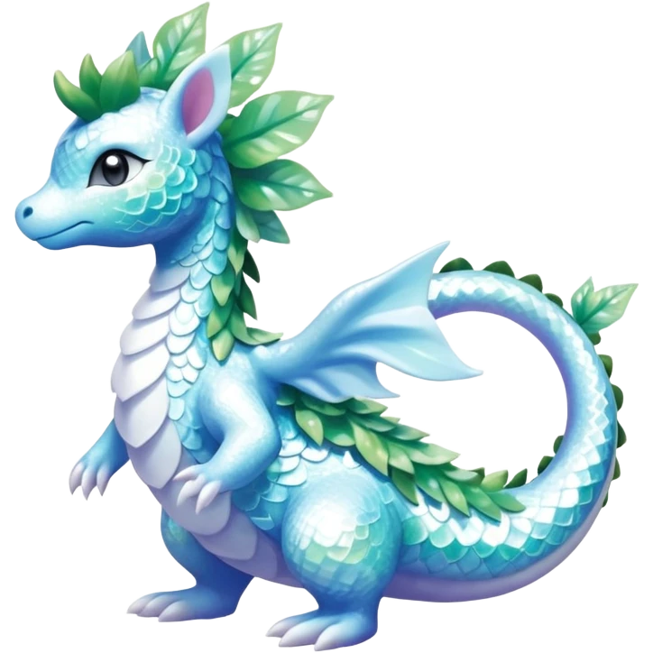 Shiny Sparkly beautiful gorgeous ethereal Scaley Exotic Shaymin-Aurorus-Dragonair-Fakémon-hybrid-creature (full body) emoji