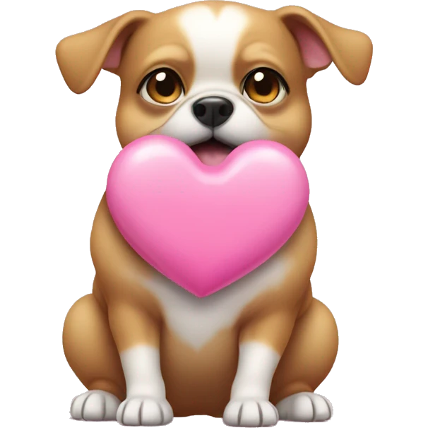 A fat chiwawa holding a pink heart emoji