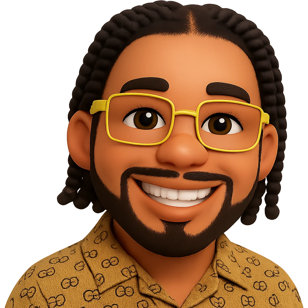 Remove the background and add a smile to the 3D emoji while keeping the glasses, hairstyle, and clothing style intact. The style is 3D emoji style. emoji