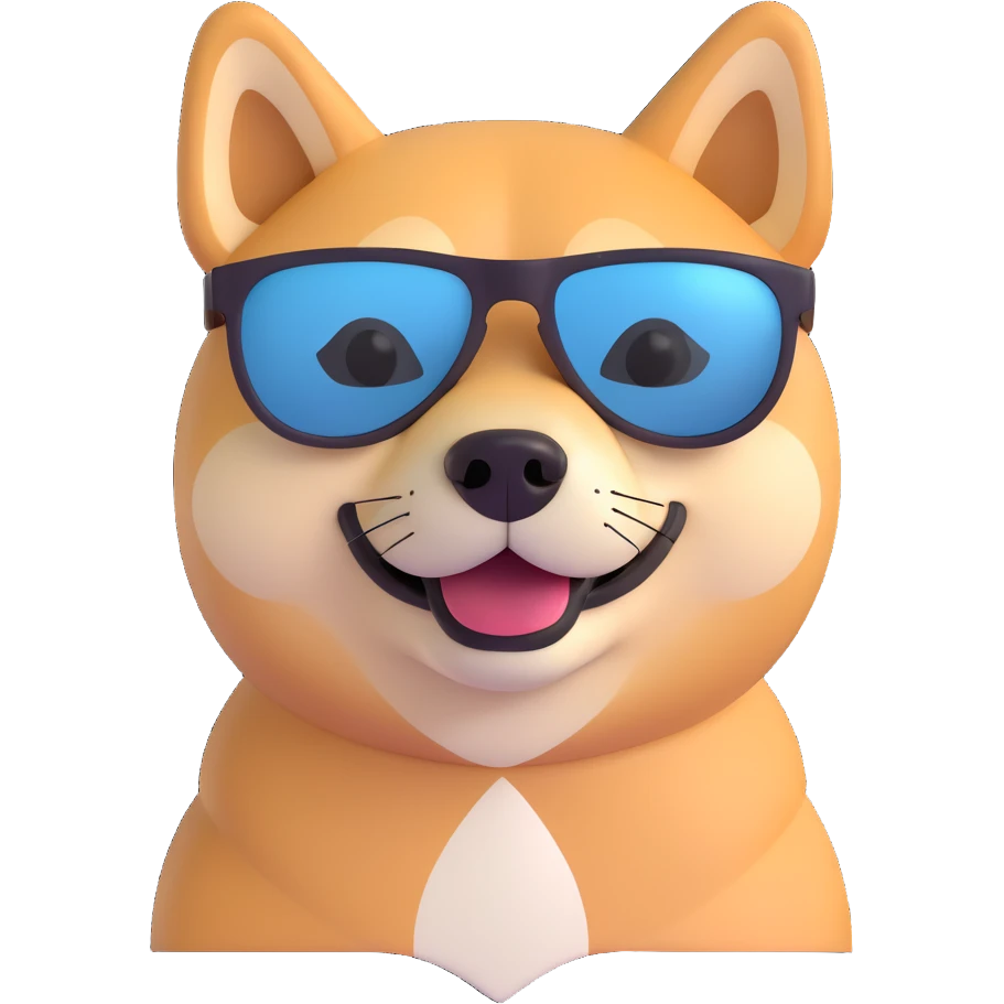 shiba inu, wearing sunglasses emoji