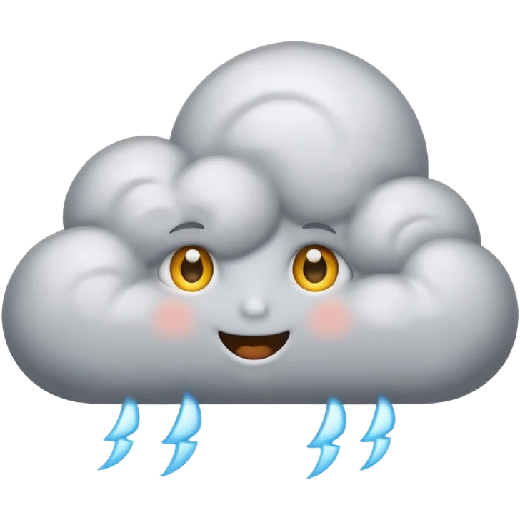 cute Thunderstorm Cloud, eyes, gray emoji
