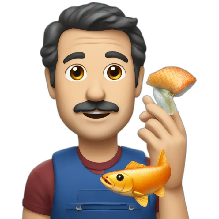 Ted lasso eating fish  emoji