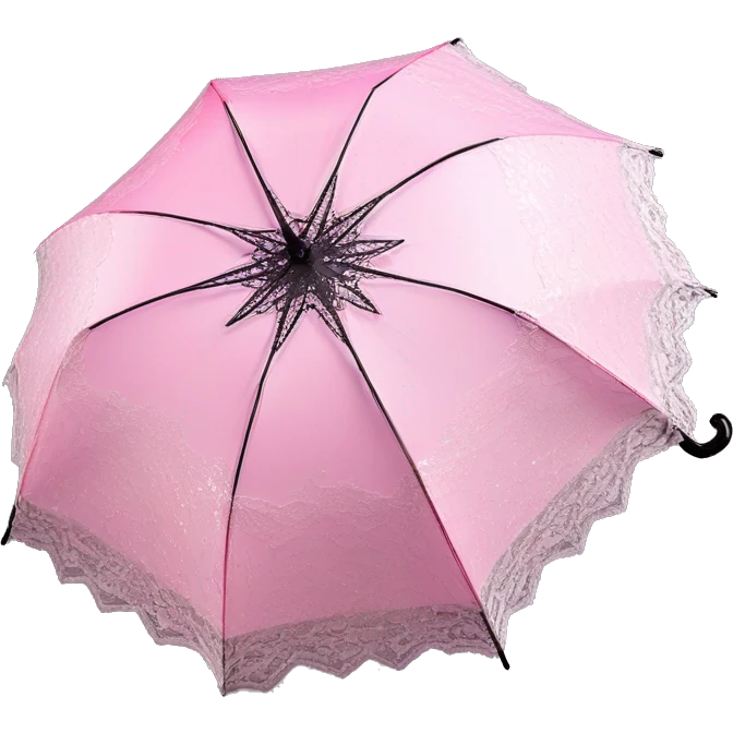 Lacy overlay pink Lolita umbrella with sparkle detailing and a black handle emoji