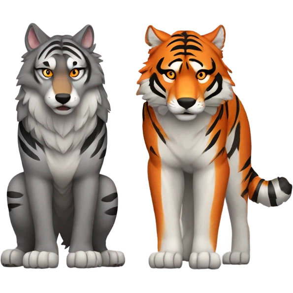Wolf and tiger back to back emoji