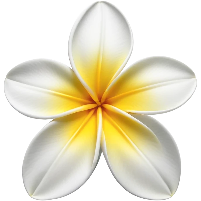 plumeria flower with five white petals and yellow center emoji