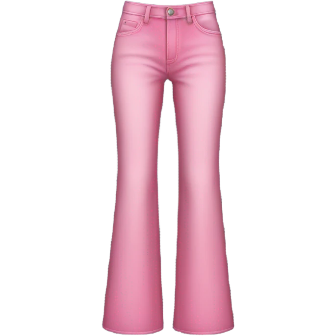 Realistic Wide Long leg high waisted pink jeans, isolated emoji
