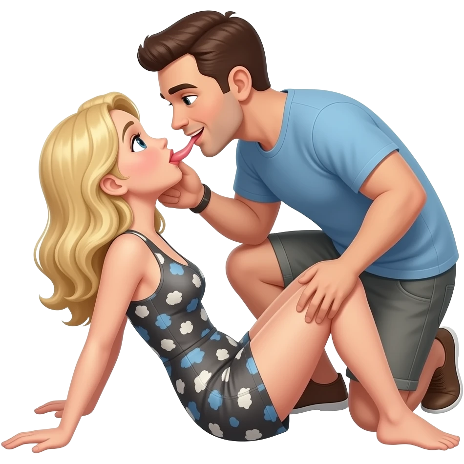 Man giving a blond woman oral sex between her legs emoji