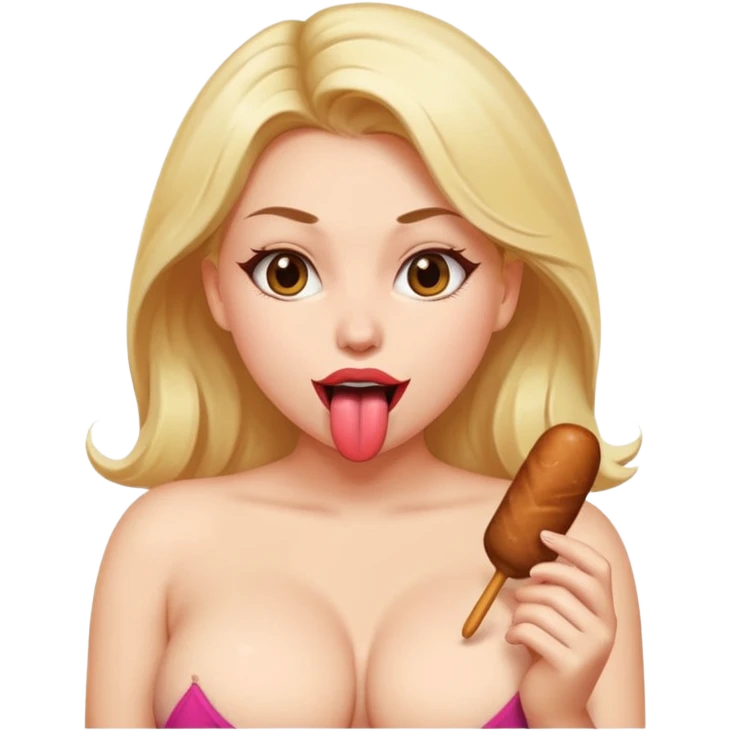 sexy girl big breasts Tongue sexually out emoji