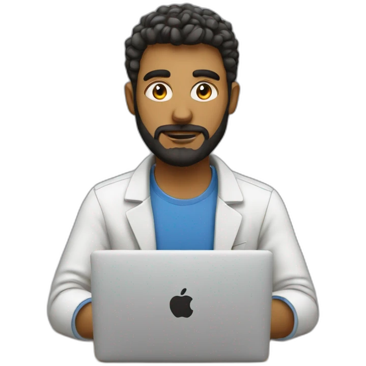 programmer with a little beard and work with MacBook emoji