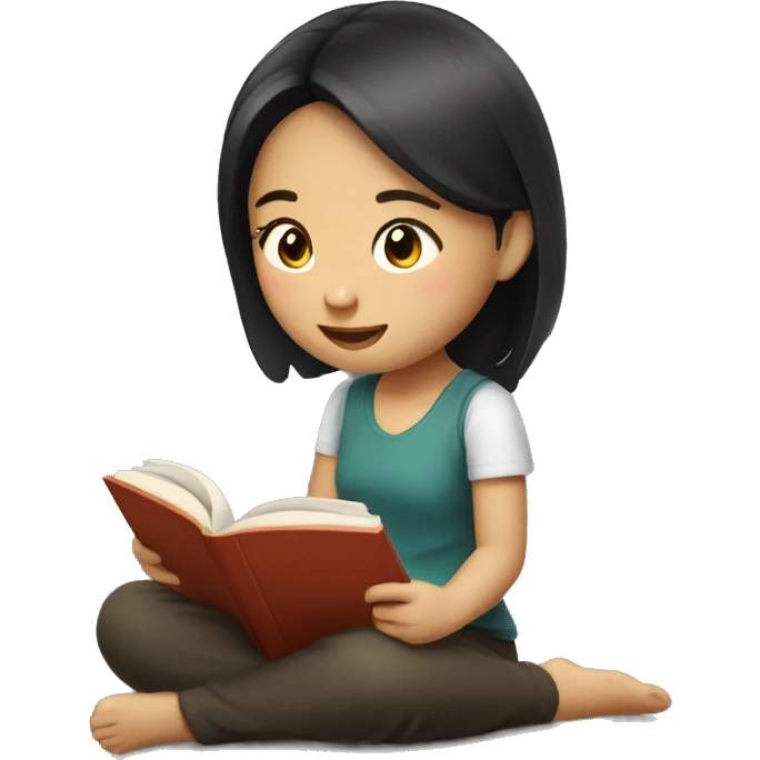 Thai girl reading book emoji