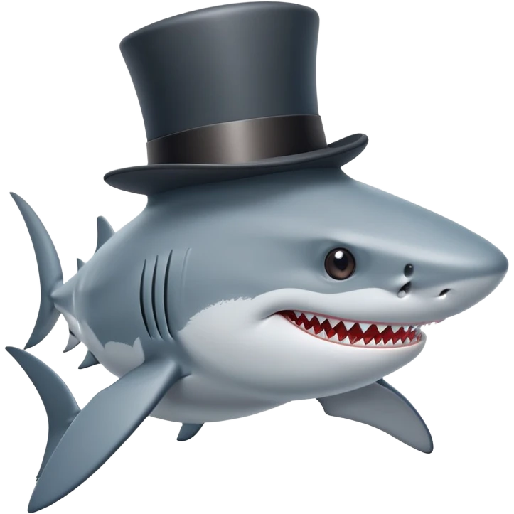 Shark with a top hat emoji