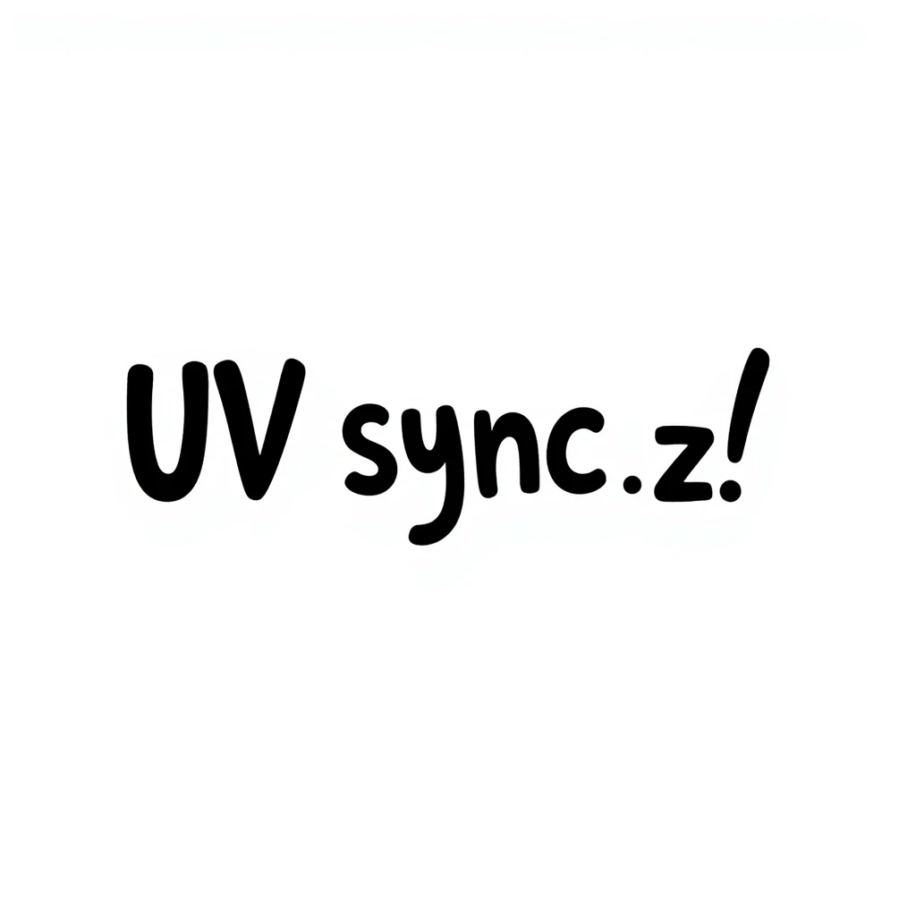 hand-drawn doodle sign with the text 'uv sync', playful and casual emoji