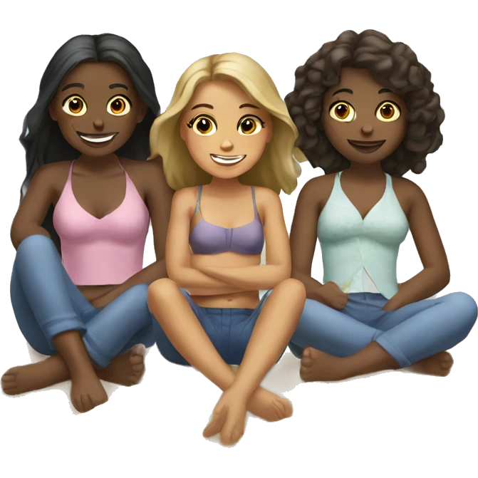 Three girls sitting at the beach emoji