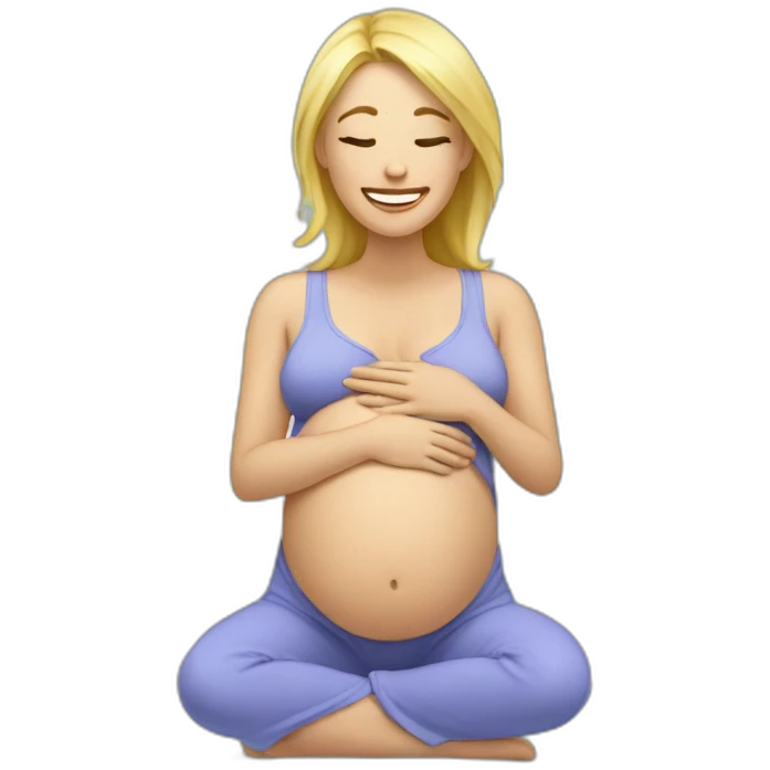 Blond Mom giving birth joy emoji