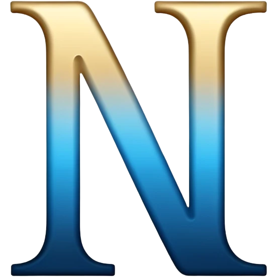 Bold Black-Blue-White-Gold Font Letter “N” emoji