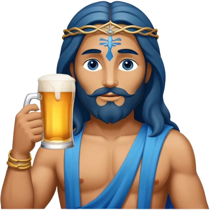 Blue Shiva, Jesus drinking a beer emoji