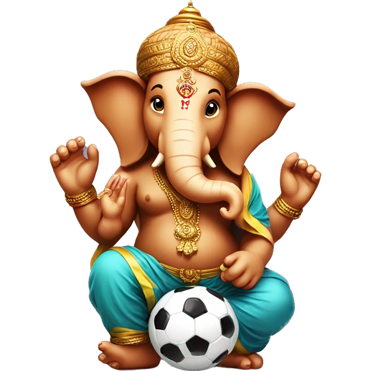 Ganpati with soccer ball emoji