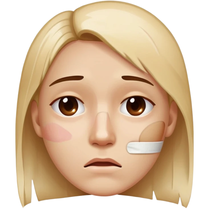 Face with bandaid and bruise showing emotional pain emoji