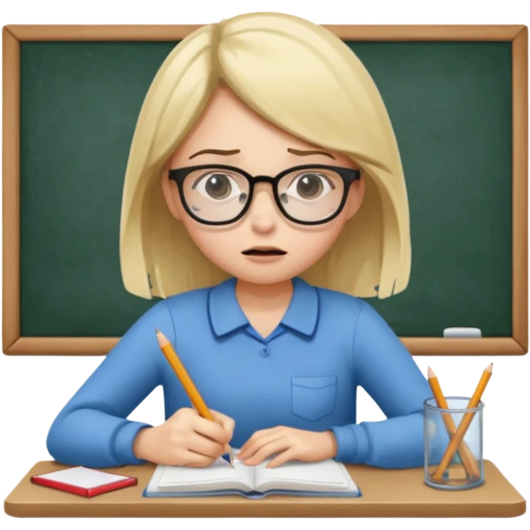 girl doing homework looking stressed emoji