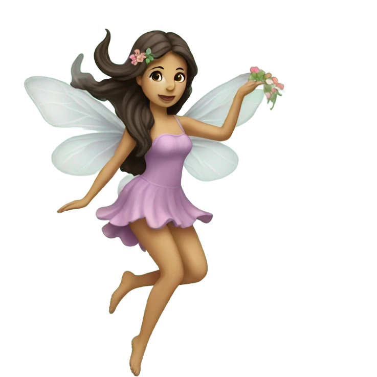 Flying brunette fairy garden emoji